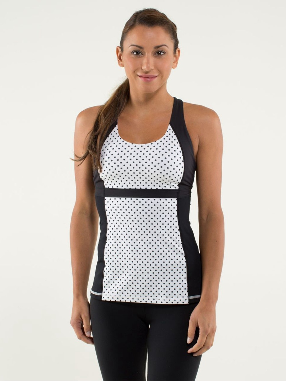 lululemon athletica Black and White Polka Dot Racerback Sports Tank